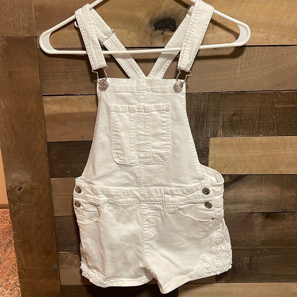 Justice White Overalls Girls size 14